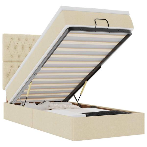 vidaXL oszm&aacute;n &aacute;gykeret matracokkal kr&eacute;m 90x190cm sz&ouml;vet