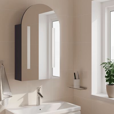 vidaXL szürke ívelt tükrös fürdőszobaszekrény LED-del 42 x 13 x 70 cm