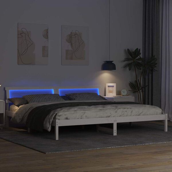 vidaXL &Aacute;gykeret fejt&aacute;ml&aacute;val Feh&eacute;r 200 x 200 cm T&ouml;m&ouml;r fenyőfa