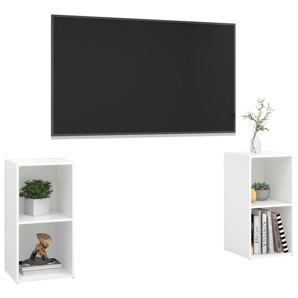 vidaXL 2 db magasf&eacute;nyű feh&eacute;r szerelt fa TV-szekr&eacute;ny 72 x 35 x 36,5 cm