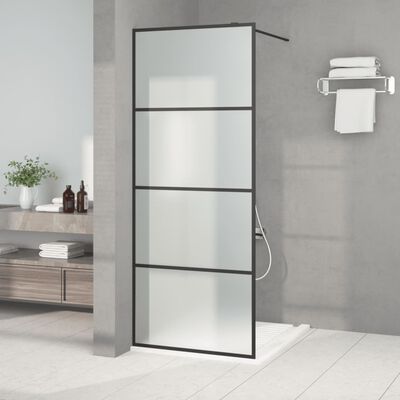 vidaXL fekete ESG tejüveg zuhanyfal küszöb nélküli zuhanyhoz 80x195 cm