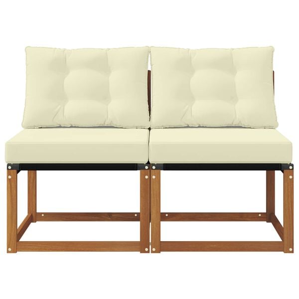 vidaXL 2 Darab K&uuml;lt&eacute;ri K&ouml;z&eacute;pső kanap&eacute; T&ouml;m&ouml;r ak&aacute;cfa &eacute;s Textilene sz&ouml;vet