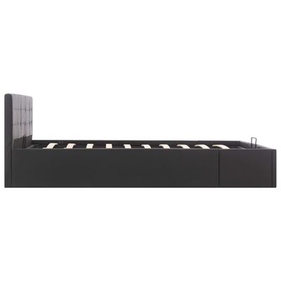 vidaXL fekete műbőr ágykeret hidraulikus ágyneműtartóval 160 x 200 cm