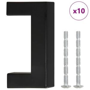 vidaXL 10 db fekete rozsdamentes ac&eacute;l szekr&eacute;nyfoganty&uacute; 64 mm