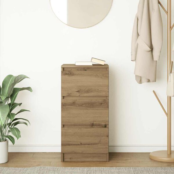 vidaXL kézműves tölgy színű szerelt fa tálalószekrény 37,5x35x76 cm