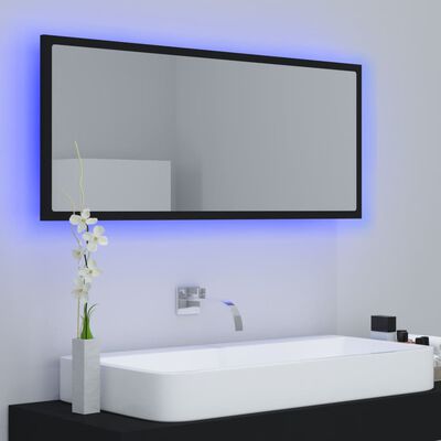vidaXL fekete akril LED-es fürdőszobai tükör 100x8,5x37 cm