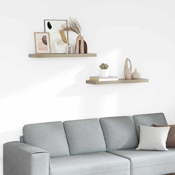 vidaXL 2 db t&ouml;lgysz&iacute;nű MDF lebegő fali polc 80 x 23,5 x 3,8 cm