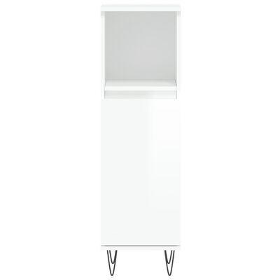vidaXL 3 részes magasfényű fehér szerelt fa fürdőszobai bútorszett