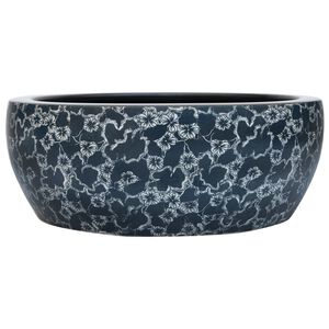 vidaXL fekete &eacute;s k&eacute;k ker&aacute;mia kerek asztali mosd&oacute; &Phi;41 x 14 cm
