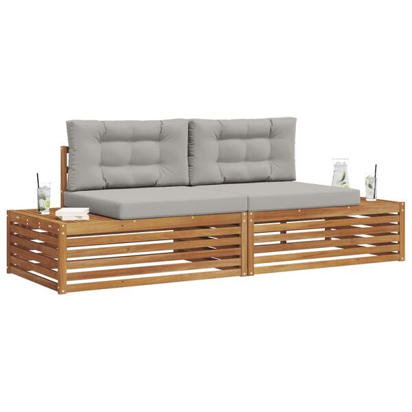 vidaXL K&uuml;lt&eacute;ri kanap&eacute; szett 2 Darab Term&eacute;szetes &eacute;s Vil&aacute;gossz&uuml;rke