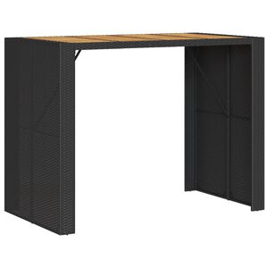 vidaXL fekete polyrattan kerti b&aacute;rasztal ak&aacute;cfa lappal 145x80x110 cm