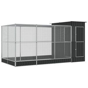 vidaXL ez&uuml;st sz&iacute;nű ac&eacute;l mad&aacute;rh&aacute;z kiterjeszt&eacute;sekkel 416 x 203 x 216 cm