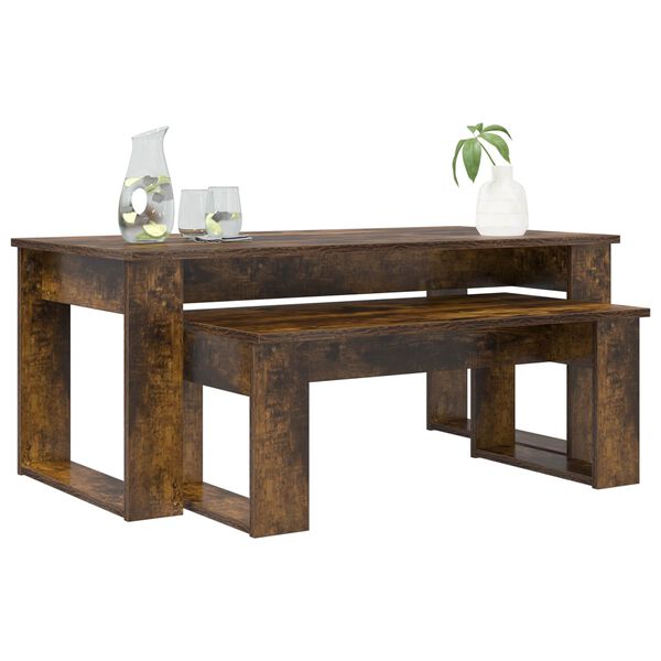 vidaXL K&aacute;vasztal Szett 2 pcs F&uuml;st&ouml;lt t&ouml;lgy Faanyag