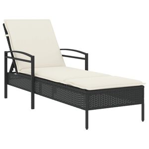 vidaXL fekete polyrattan napoz&oacute;&aacute;gy p&aacute;rn&aacute;val 63x200x81 cm