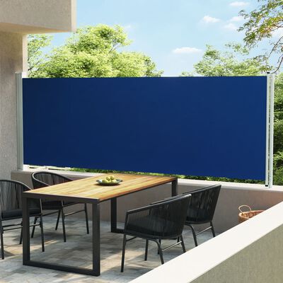 vidaXL kék behúzható oldalsó terasz-napellenző 600 x 160 cm