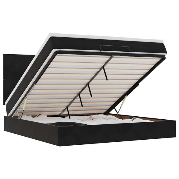 vidaXL Ottom&aacute;n &aacute;gykeret matracokkal fekete 180x200cm b&aacute;rsony