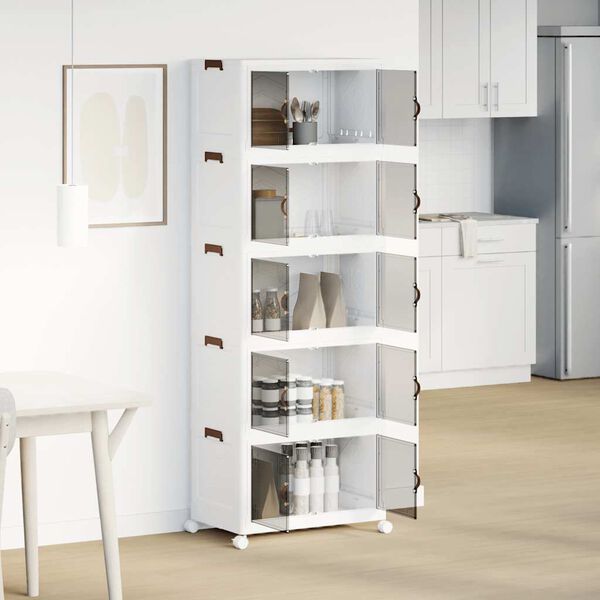 vidaXL egymásra rakható tárolódoboz kerekekkel 5 szintes 75 L