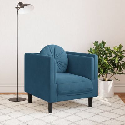 vidaXL kék bársony kanapéfotel párnával