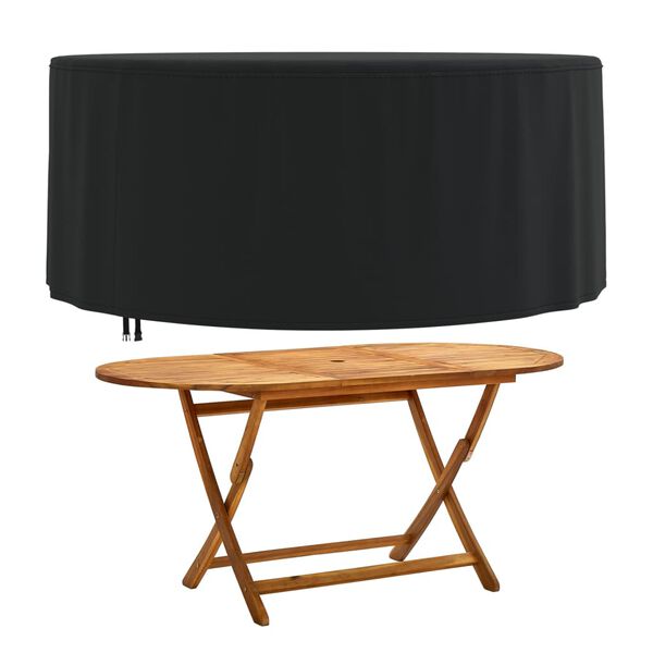 vidaXL fekete 420D oxford szövet kerek kerti bútorhuzat Ø 182x71 cm