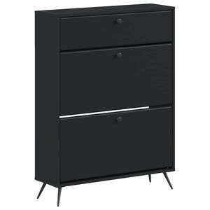 vidaXL Cipőszekr&eacute;ny BREDA 78 x 24 x 103 cm Szerelt Fa Fekete