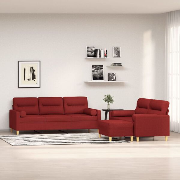 vidaXL 3 r&eacute;szes bord&oacute; sz&ouml;vet &uuml;lőgarnit&uacute;ra d&iacute;szp&aacute;rn&aacute;kkal