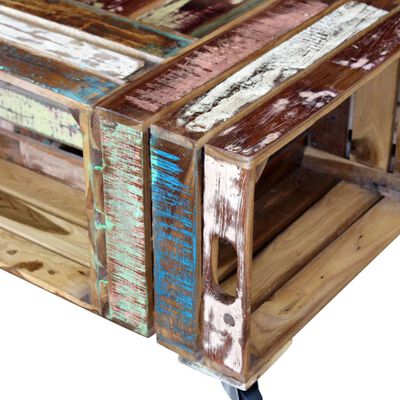 vidaXL tömör újrahasznosított fa dohányzóasztal 70 x 70 x 35 cm