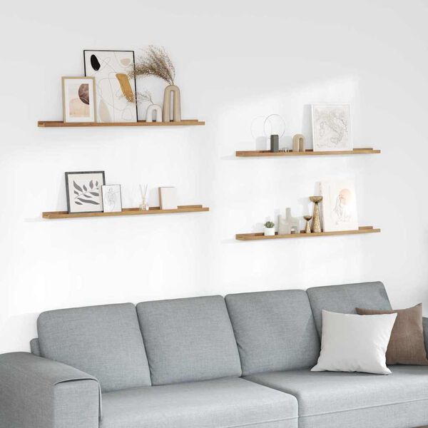 vidaXL Falpolc polcokkal t&aacute;rol&oacute;val 4 pcs Barna 100 x 9 x 3 cm Faanyag