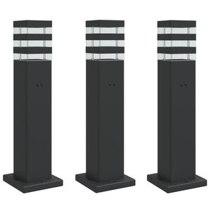 vidaXL 3 db fekete alum&iacute;nium k&uuml;lt&eacute;ri &aacute;ll&oacute;l&aacute;mpa aljzattal 50 cm