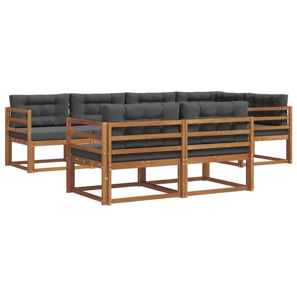 vidaXL K&uuml;lt&eacute;ri kanap&eacute; szett p&aacute;rn&aacute;val 7 pcs Term&eacute;szetes &eacute;s antracit