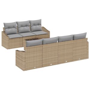 vidaXL Kanap&eacute; Szett p&aacute;rn&aacute;val 8 pcs Beige &eacute;s Vil&aacute;gossz&uuml;rke polirattan