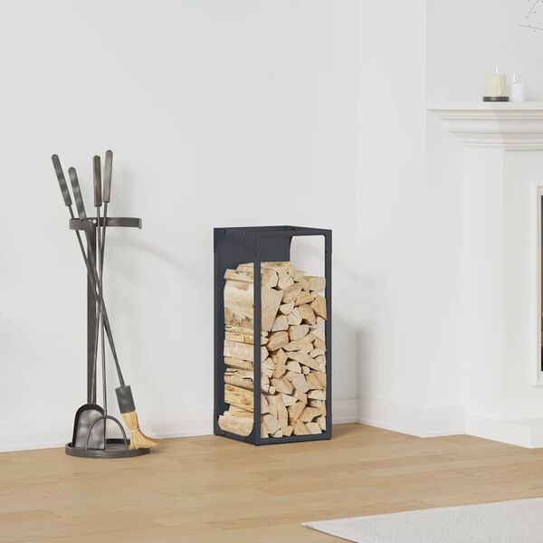 vidaXL antracitsz&uuml;rke hidegen hengerelt ac&eacute;l tűzifat&aacute;rol&oacute; 25x25x60 cm