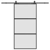 vidaXL fekete edzett &uuml;veg tol&oacute;ajt&oacute; f&eacute;mszerel&eacute;k szettel 102,5x205 cm