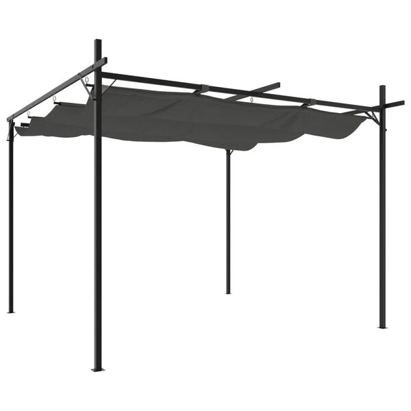 vidaXL antracitszürke pergola behúzható tetővel 295 x 292 x 230 cm