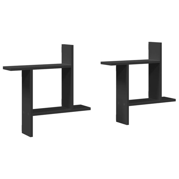 vidaXL 2 db fekete szerelt fa fali polc 50 x 12 x 50 cm