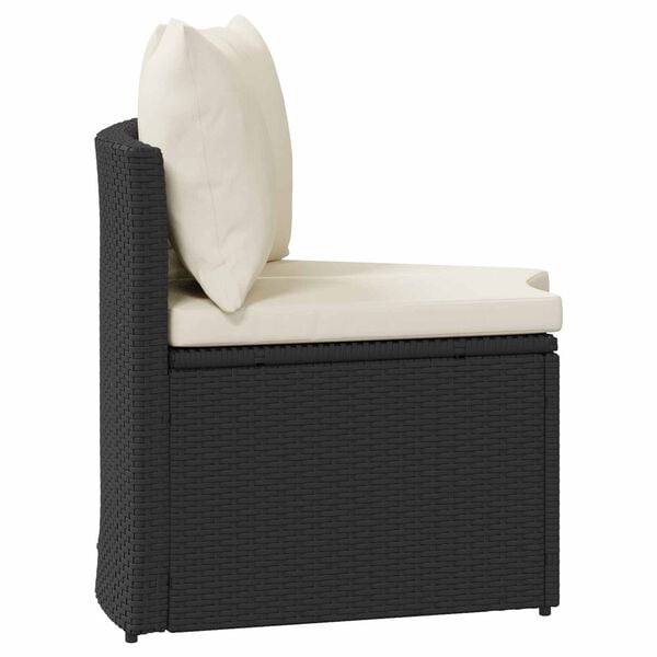 vidaXL Kanap&eacute; Szett 2 pcs Fekete T&ouml;m&ouml;r ak&aacute;cfa &eacute;s poli rattan