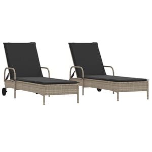 vidaXL 2 db vil&aacute;gossz&uuml;rke polyrattan napoz&oacute;&aacute;gy p&aacute;rn&aacute;val
