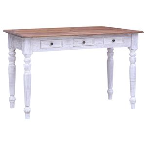 vidaXL feh&eacute;r t&ouml;m&ouml;r mahag&oacute;ni fa fi&oacute;kos &iacute;r&oacute;asztal 117 x 57 x 75 cm