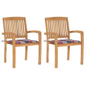 vidaXL 2 db t&ouml;m&ouml;r t&iacute;kfa kerti sz&eacute;k piros kock&aacute;s p&aacute;rn&aacute;kkal