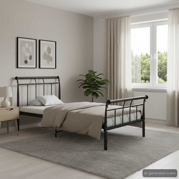 vidaXL fekete f&eacute;m &aacute;gykeret 100 x 200 cm