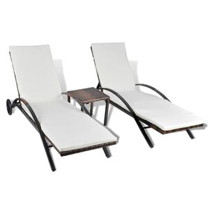 vidaXL barna polyrattan napoz&oacute;&aacute;gyak asztallal