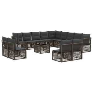 vidaXL Kerti Kanap&eacute; Szett 14 pcs Sz&uuml;rke polirattan