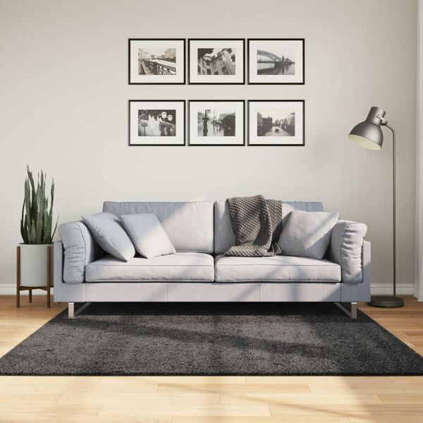 vidaXL PAMPLONA antracit magas sz&aacute;l&uacute; bolyhos modern szőnyeg 160x160 cm