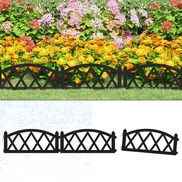 vidaXL 17 db fekete polipropil&eacute;n gyepszeg&eacute;ly 10 m