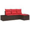 vidaXL Kanap&eacute; Szett p&aacute;rn&aacute;val 4 pcs Barna Poly Rattan