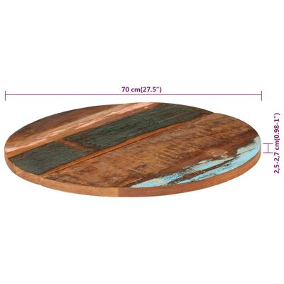 vidaXL kerek tömör újrahasznosított fa asztallap 70 cm 25-27 mm