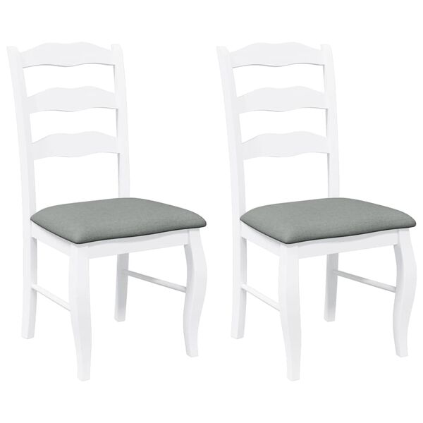 vidaXL 2 db feh&eacute;r t&ouml;m&ouml;rfa gumib&oacute;l k&eacute;sz&uuml;lt &eacute;tkezősz&eacute;kek p&aacute;rn&aacute;kkal