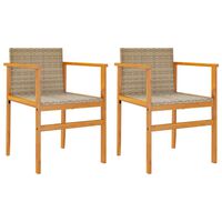 vidaXL 2 db bézs polyrattan és tömör fa kerti szék