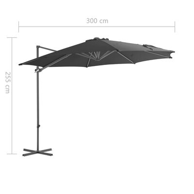 vidaXL antracitszürke konzolos napernyő acélrúddal 300 cm