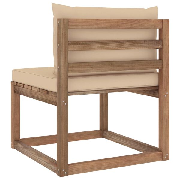 vidaXL kerti raklap k&ouml;z&eacute;pső kanap&eacute; b&eacute;zs p&aacute;rn&aacute;kkal