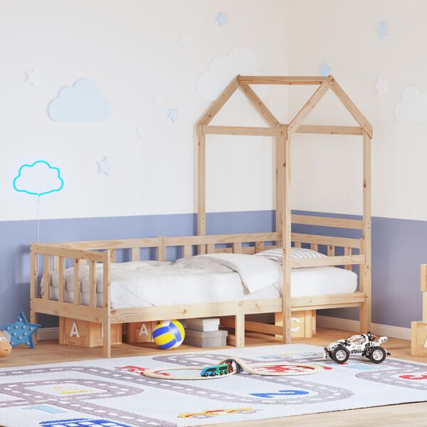 vidaXL tömör fenyőfa kanapéágy tetővel 80 x 200 cm